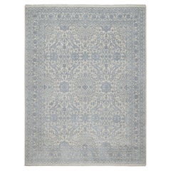 7
9 "x10
2" Chiffon Weiß Persisches Design Wolle und Seide Handgeknüpft Orientteppich