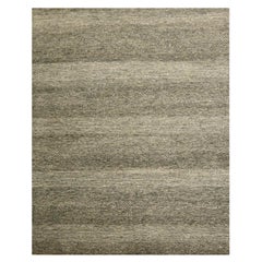 7'9"x10'2" Storm Gray Modern Grass Design Undyed Natural Wool Hand Knotted Rug