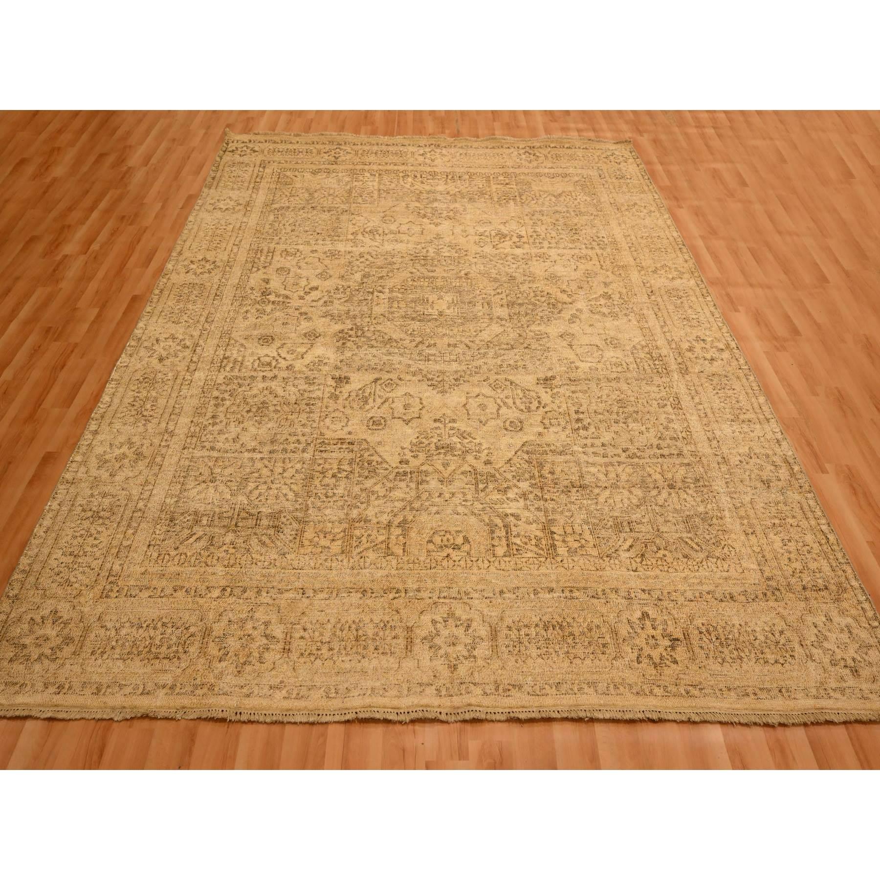 Ecru Brown, Mamluk Design, Tone on Tone, Zero Pile, Hand Knotted, Pure Wool, Oriental Rug
Primary materials: Wool
Latex: No Pile 
height: 0.25 Inches
Style: Traditional
Primary color: Brown
Secondary colors: Chocolate Brown
Pattern: Oriental