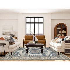 7'9"x10'4" Ivory Hand Knotted Reimagined Persian Viss Design Wool Oriental Rug