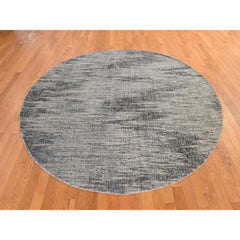 7'9"x7'9" Beige Modern Design Fine Jacquard Hand Loomed Wool and Art Silk Rug