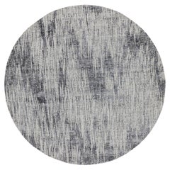 7'9"x7'9" Gray Fine jacquard Hand Loomed Modern Wool and Art Silk Round Rug