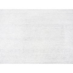 7'9"x7'9" Ivory, Modern Grass Design Gabbeh Wool and Silk Hand Knotted Round Rug