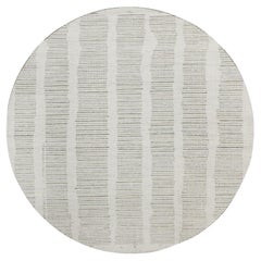 7'9"x7'9" Ivory Undyed Natural Wool Hand Woven Flat Weave with Pile Round Rug