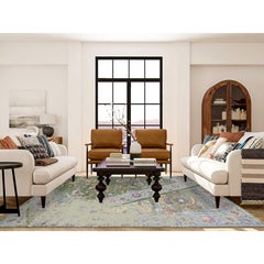 7'9"x9'10" Green Rug on Rug Design Hand Knotted Silk with Textured Wool Rug