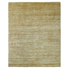 7'9 "x9'7" Alfombra Oriental de Lana Ghazni Anudada a Mano, Marrón Dorado, Liso, Diseño Sólido