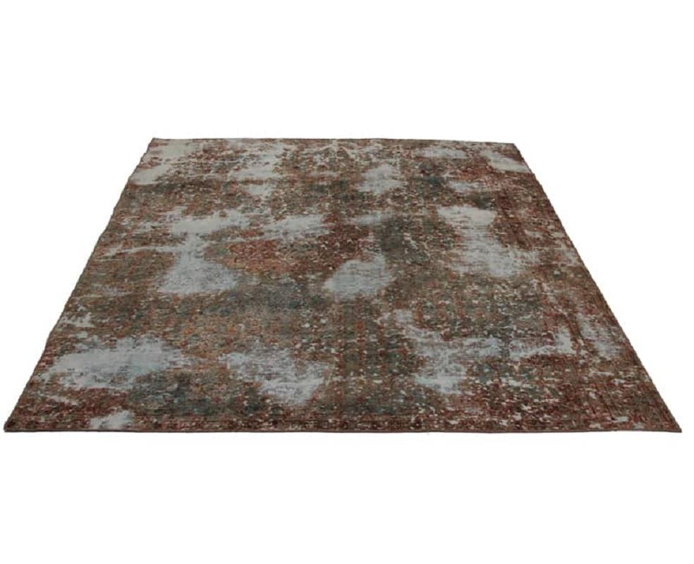 Vintage Distressed Overdyed Persian Rug For Sale 2