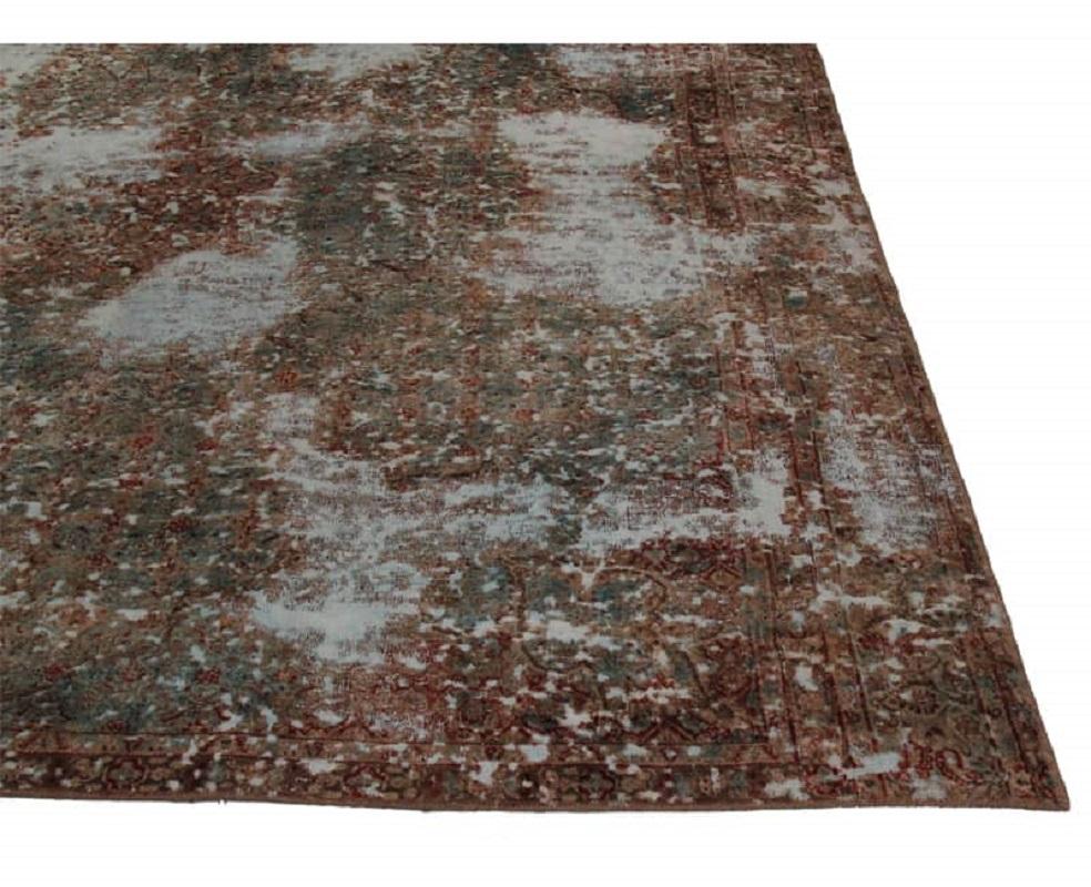 Vintage Distressed Overdyed Persian Rug For Sale 4