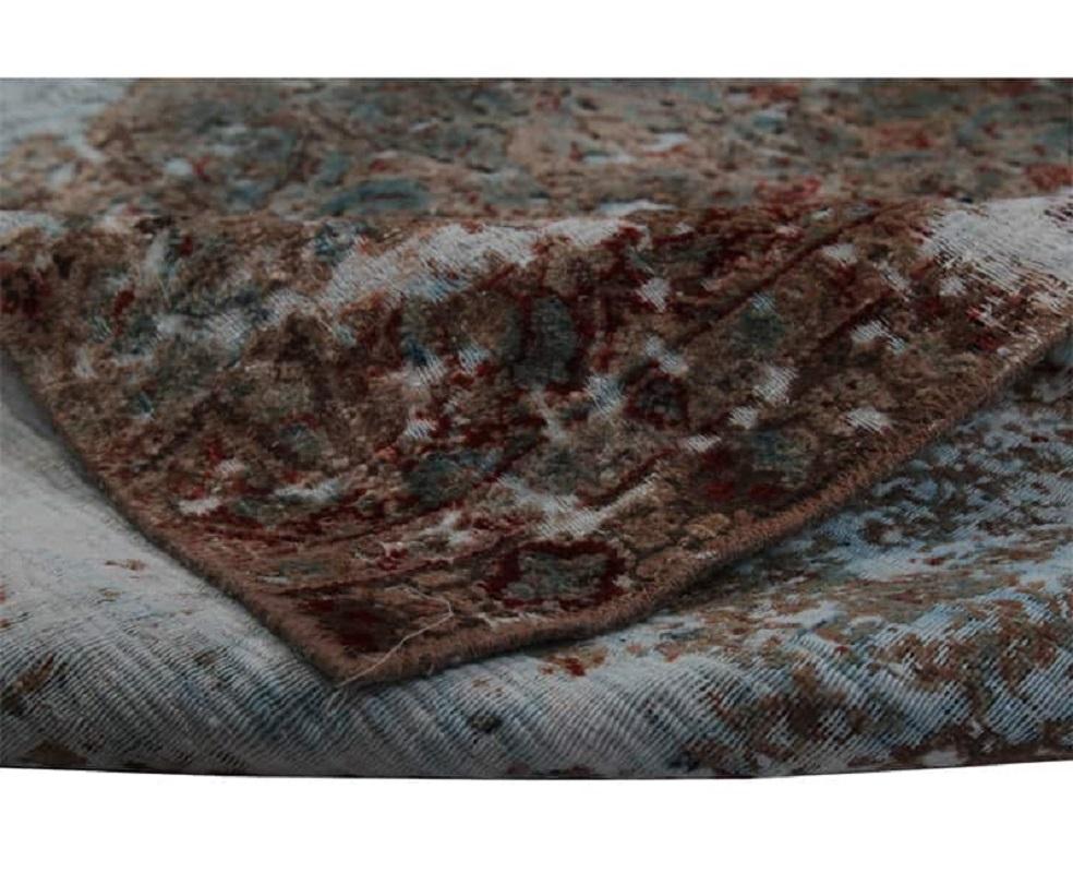 Modern Vintage Distressed Overdyed Persian Rug For Sale