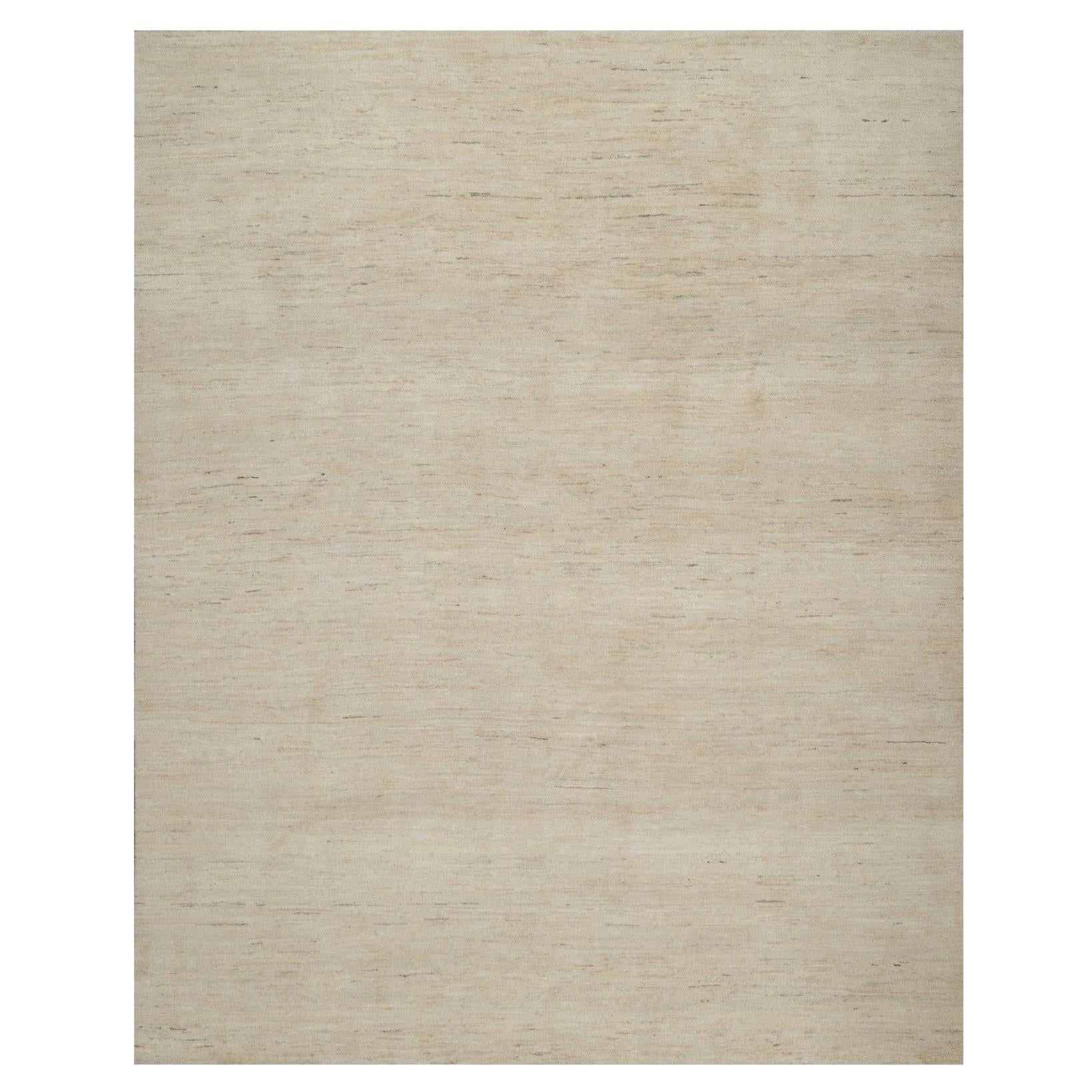 7'9 "x9'8" Bone White Pure Wool Lori Buft Modern Plain Design Hand Knoted Rug