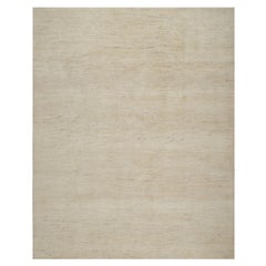 7'9"x9'8" Bone White Pure Wool Lori Buft moderne motif simple noué à la main