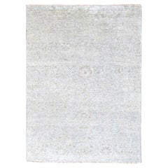 7'9"x9'8" Cloud Gray Supple Collection Tone On Tone Hand Knotted Wool Runner Rug