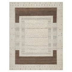 7'9 "x9'8" Ivory Soft & Pure Wool Lori Buft Gabbeh Modern Design Hand Knotted Rug (tapis noué à la main)