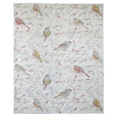 7
9"x9
8" Ivory Sparrows on the Tree Peshawar Hand Knotted Wool Oriental Rug