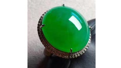 7Caat Jade Diamond Pendant 18 Karat White Gold Duel Use as Ring