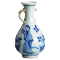 7CM Antique Chinese Porcelain Vase Ca 1700 Kangxi Period Elephant Handle