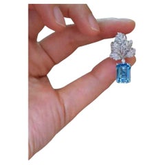 Orecchini con acquamarina 7ct e diamante bianco 1ct in oro bianco 18k