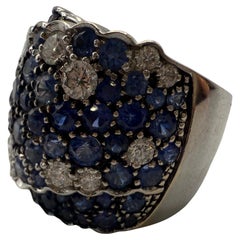 7ct Blue sapphire & Diamond ring 18KT cocktail ring