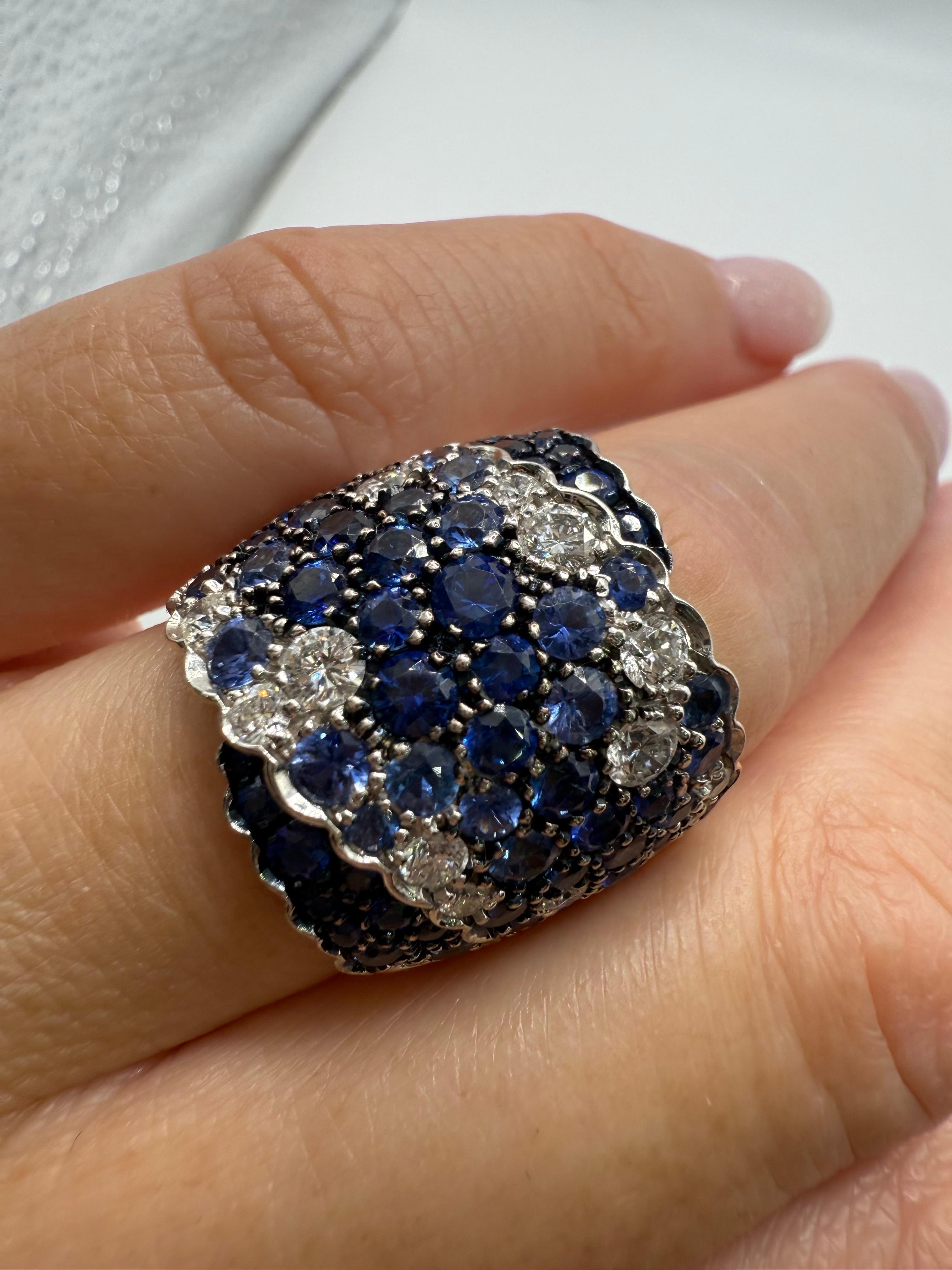 7ct Blauer Saphir & Diamant Ring 18KT Cocktail Ring im Zustand „Neu“ im Angebot in Boca Raton, FL