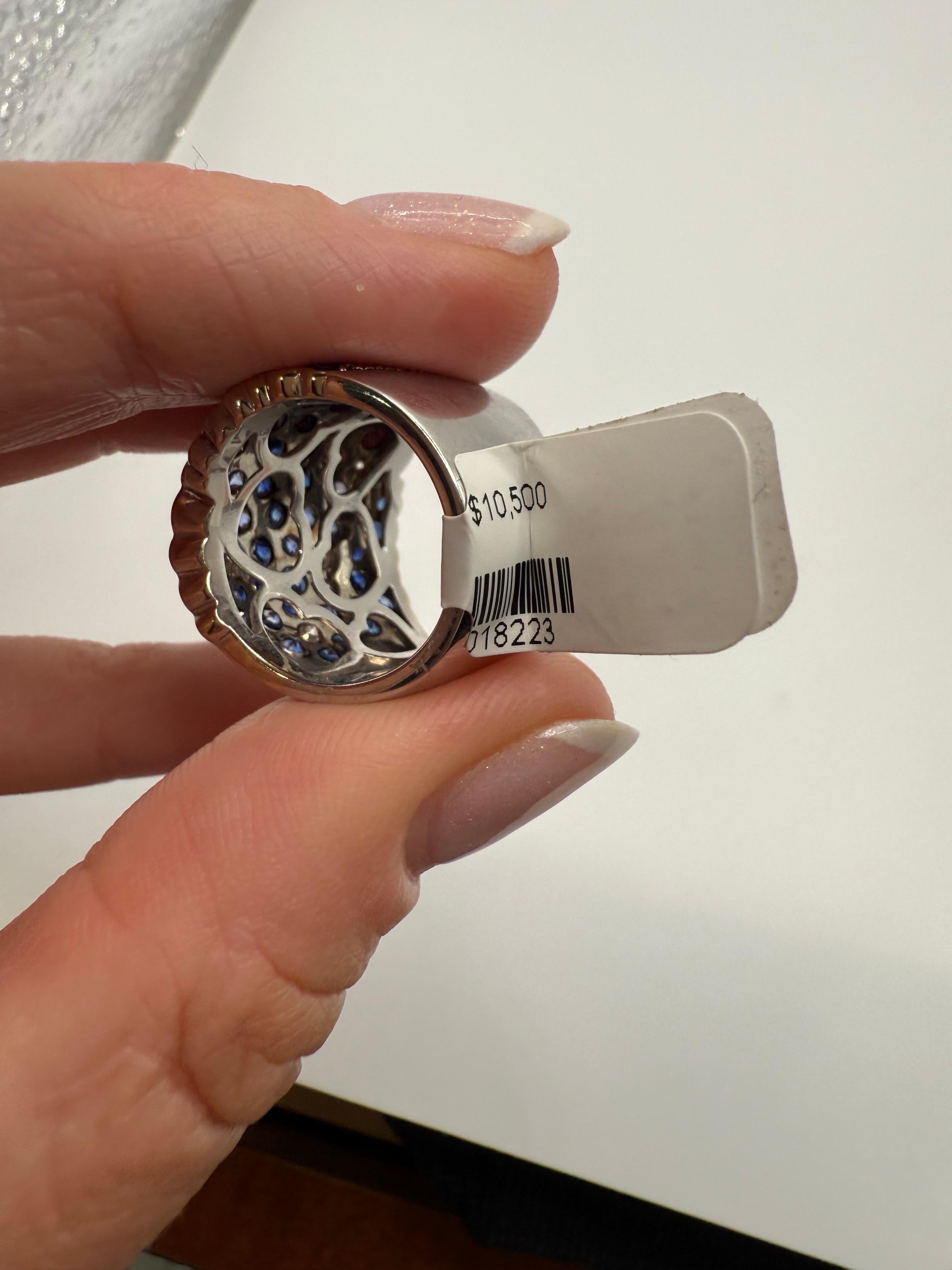 7ct Blauer Saphir & Diamant Ring 18KT Cocktail Ring im Angebot 1