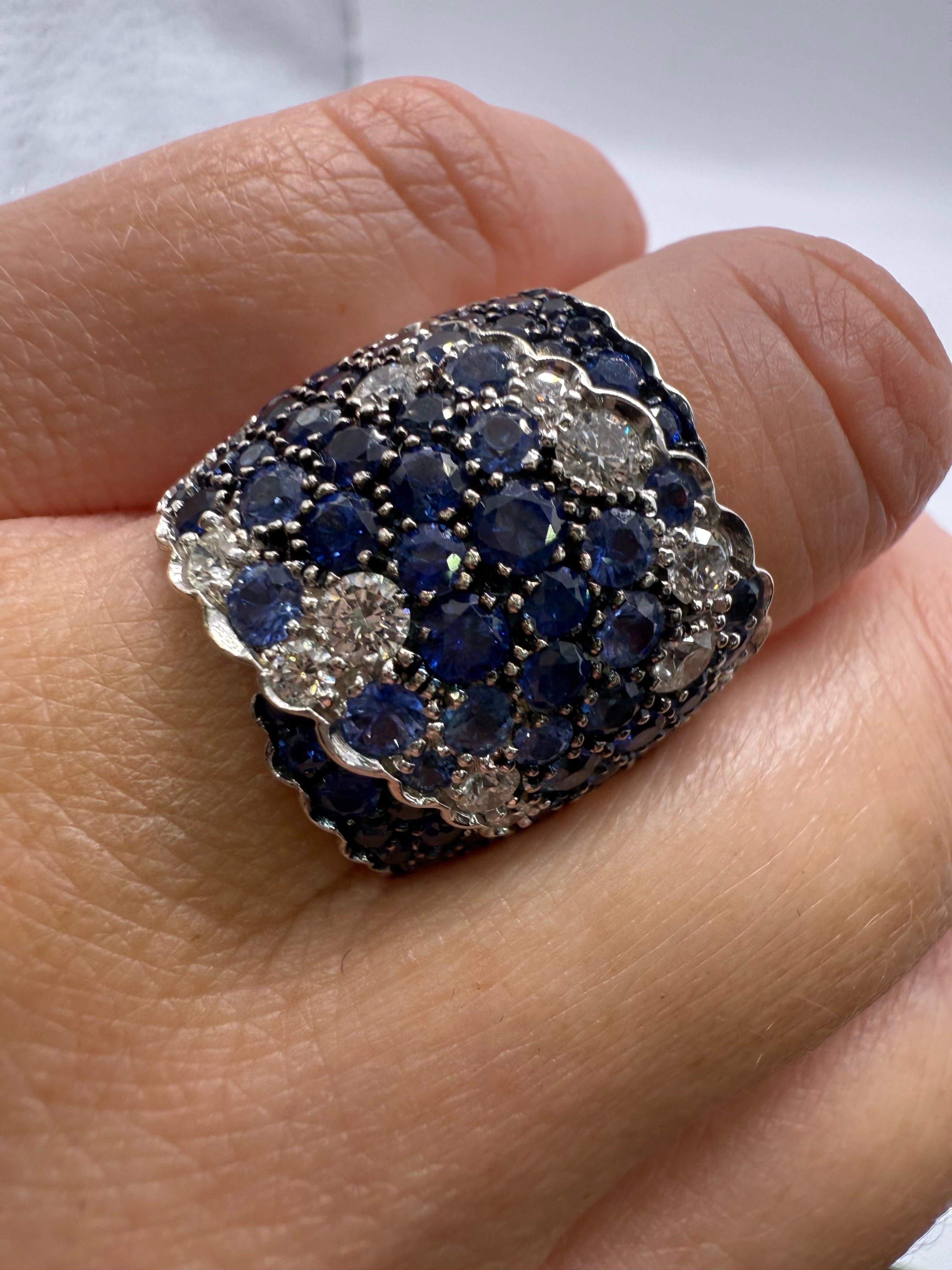 7ct Blauer Saphir & Diamant Ring 18KT Cocktail Ring im Angebot 2