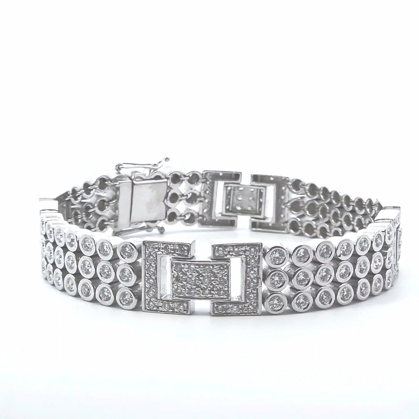 Pulsera para caballero con diamantes de 7 ct en oro de 14 quilates Corte redondo en venta