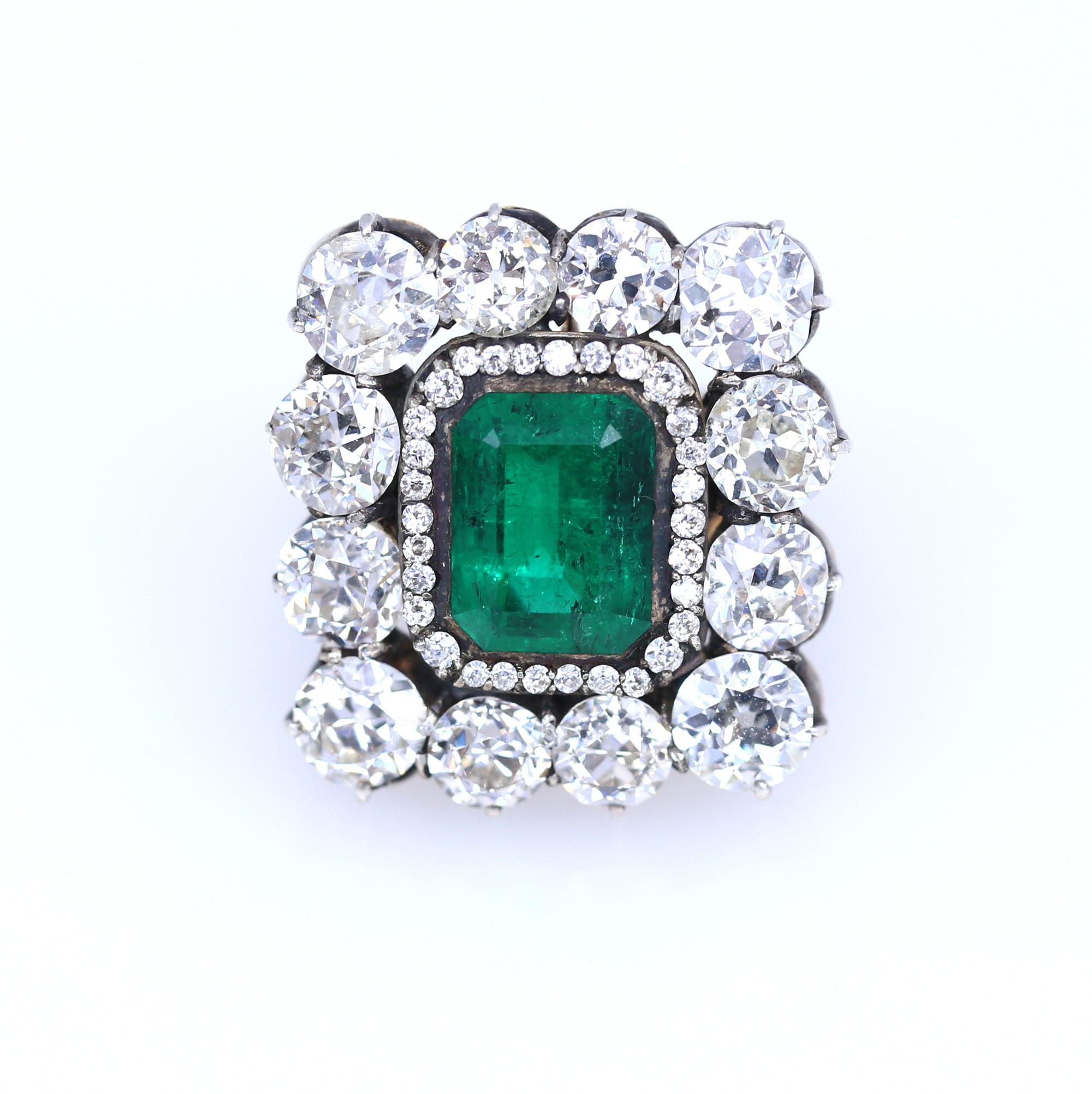 7 Karat Smaragd 8,6 Karat Diamanten Russischer Ring Nachhaltiger Trend, 1900 3