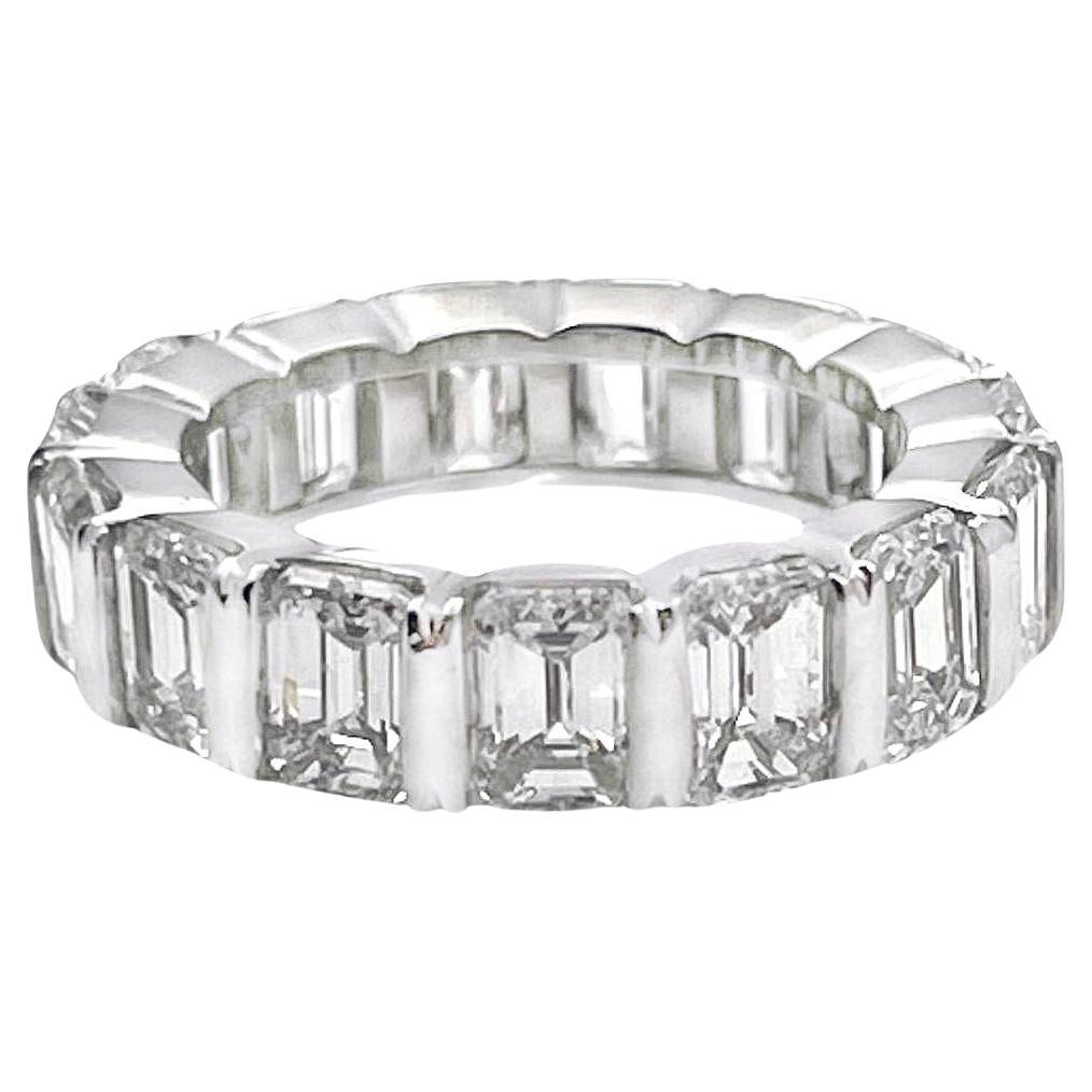 7ct Emerald-Cut Diamond Bar-Set Eternity Band Ring For Sale