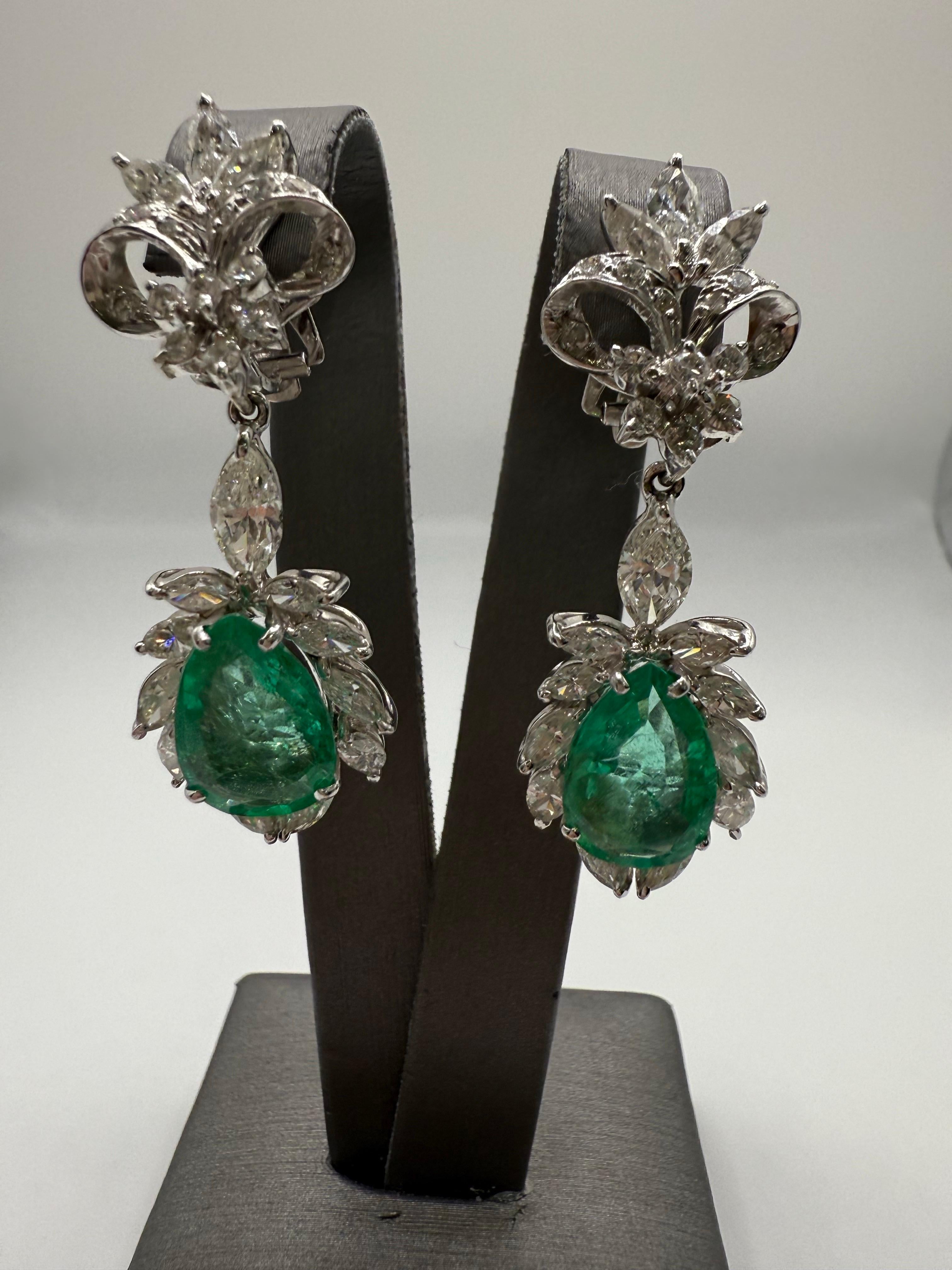 Orecchini con smeraldo e diamante 7ct, lampadario 18KT in vendita 1