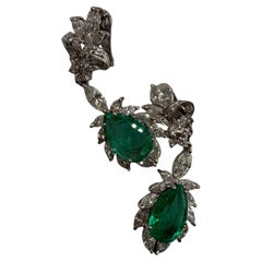 Orecchini con smeraldo e diamante 7ct, lampadario 18KT