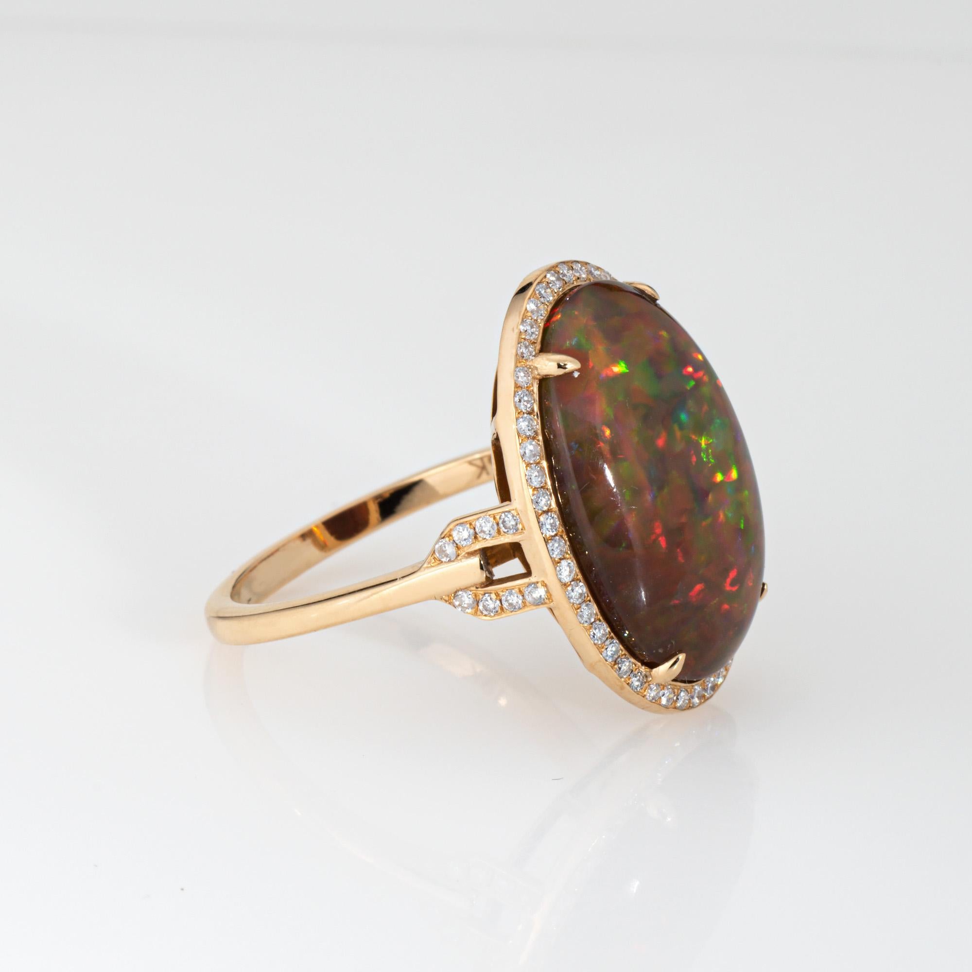 Contemporary 7ct Ethiopian Opal Diamond Ring Oval Princess Estate 18k Gold Cocktail Jewelry