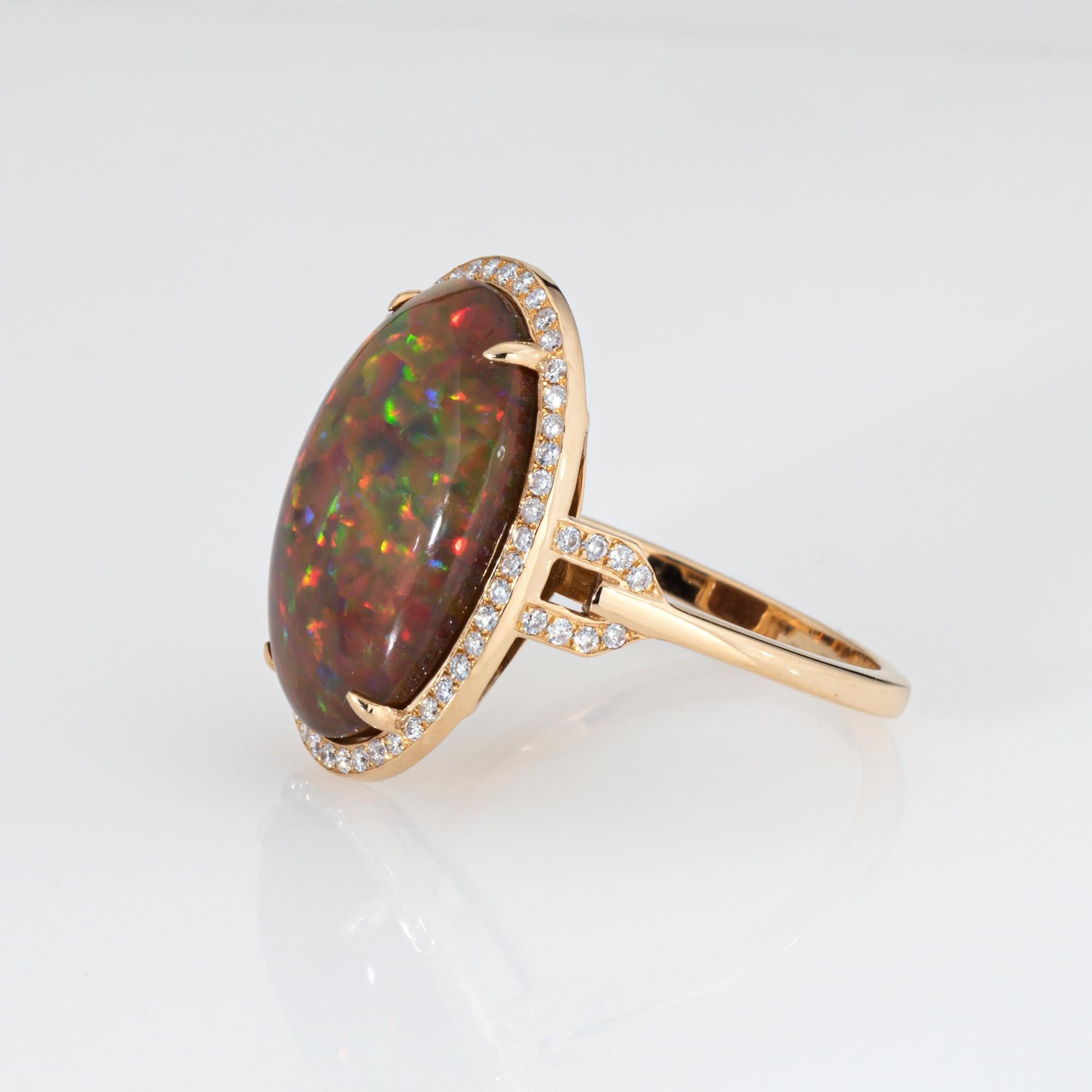 Cabochon 7ct Ethiopian Opal Diamond Ring Oval Princess Estate 18k Gold Cocktail Jewelry