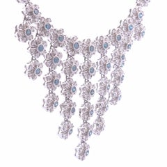 Collier de diamants fantaisie de 7 carats en or blanc 14 carats