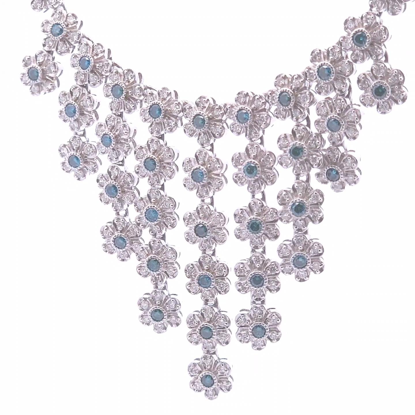 Collier de diamants fantaisie de 7 carats en or blanc 14 carats Neuf - En vente à Tustin, CA