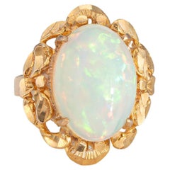 7ct Fiery Ethiopian Opal Ring Vintage Cocktail Sz 5 Estate Fine Jewelry Oval