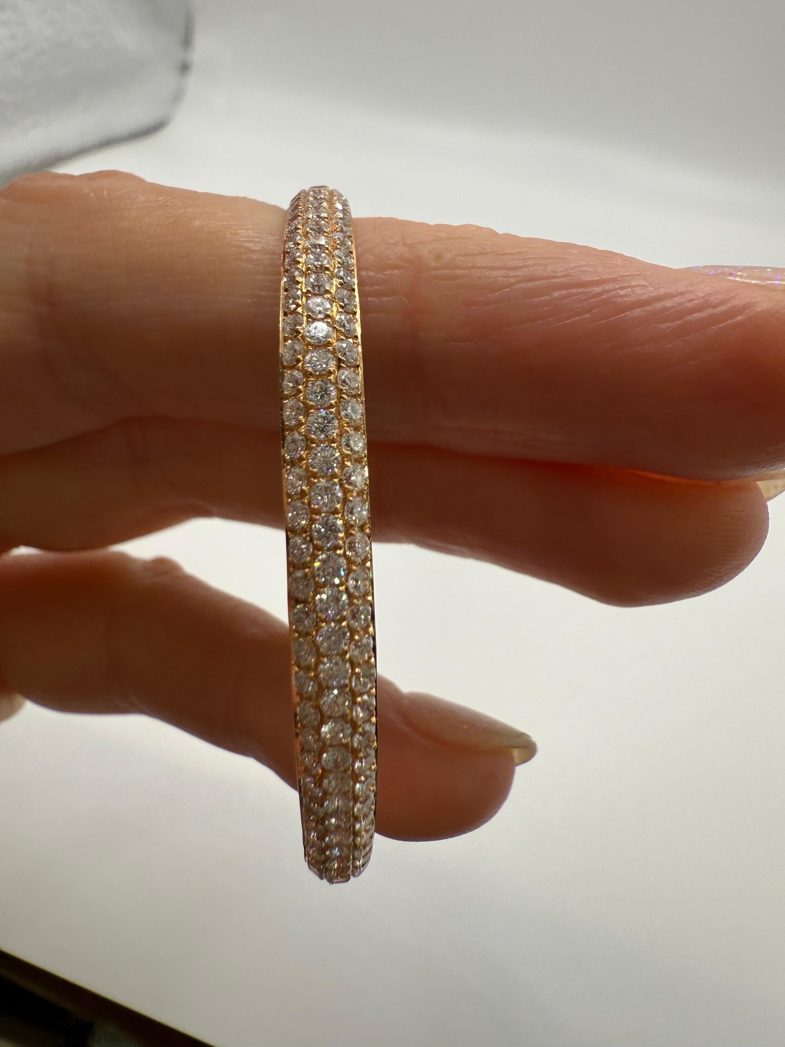 7ct Large Pave Hoop earrings 18KT rose gold For Sale 1