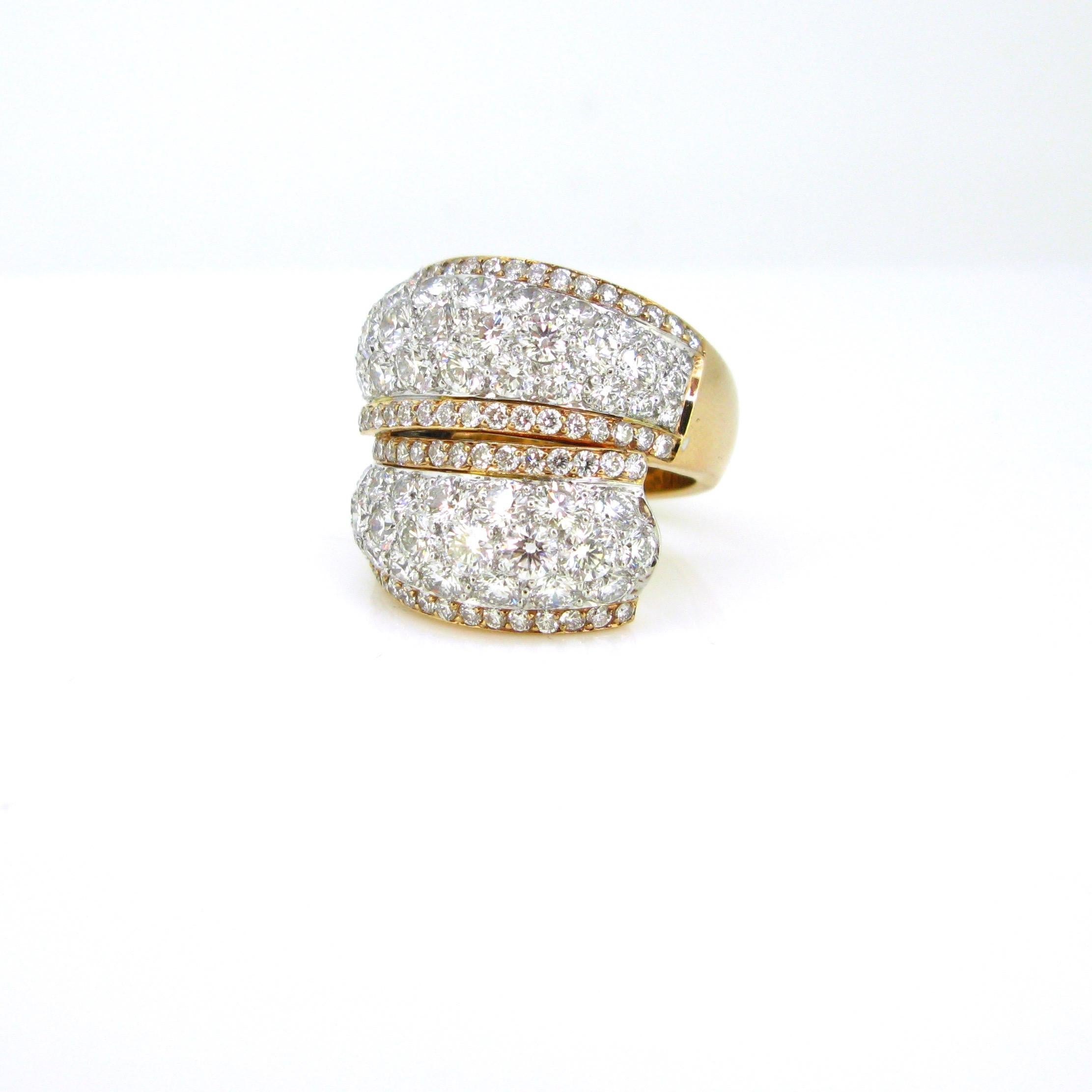 7 Carat Modern Pave Dome Diamonds Yellow Rose Gold Cocktail Ring 1