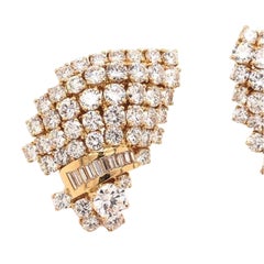 7ct Natural Round Diamonds with Baguettes Dressing Clip On Earrings 18K Gold