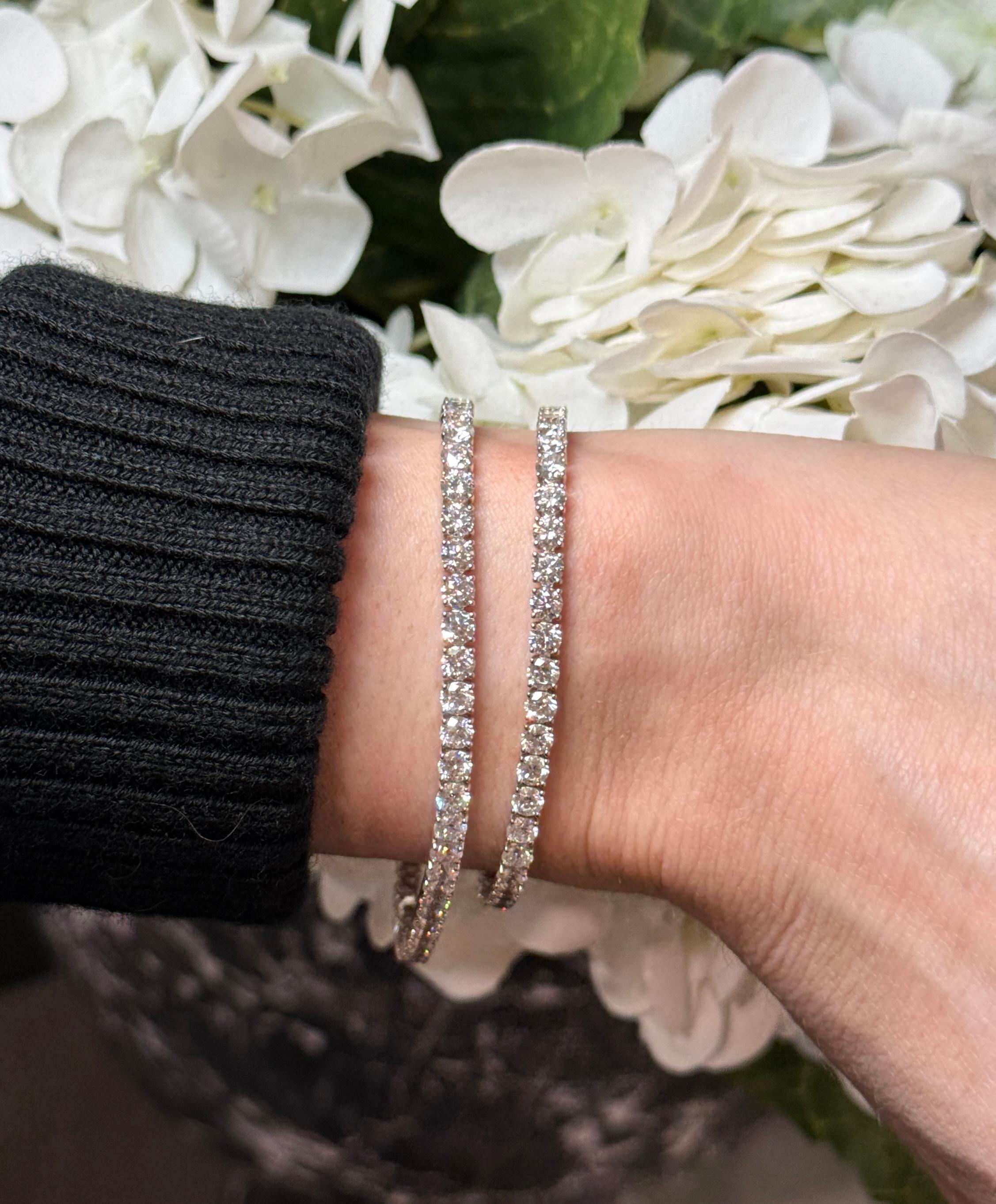 Round Cut 7ct Round Diamond Tennis Bracelet For Sale