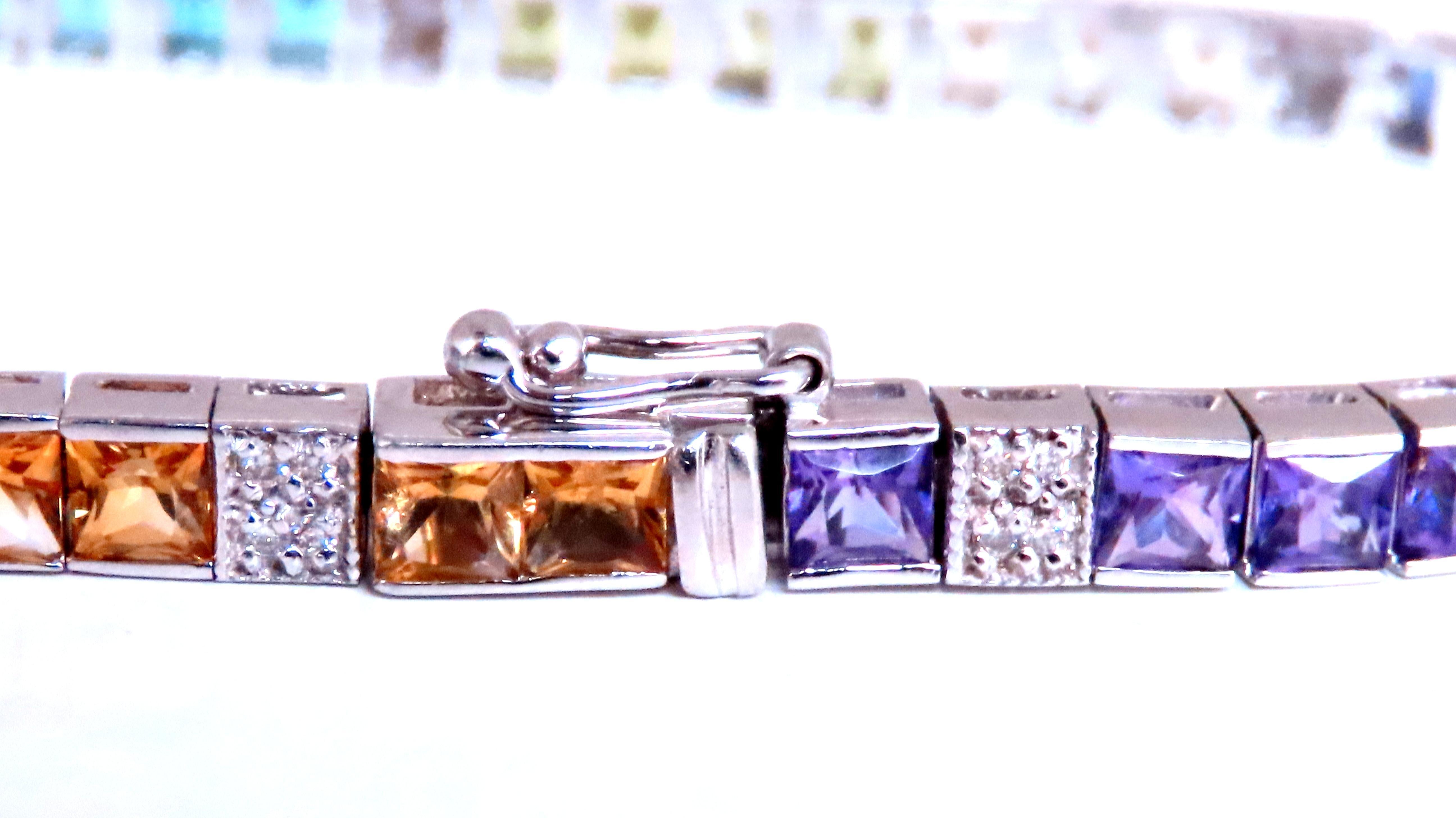 Amethyst, garnet, citrine topaz
tanzanite bracelet
princess cut clean clarity
0.30ct diamonds H/vs-2
14kt white gold 11.9 grams
8 inches
$4,000.00 appraisal to accompany