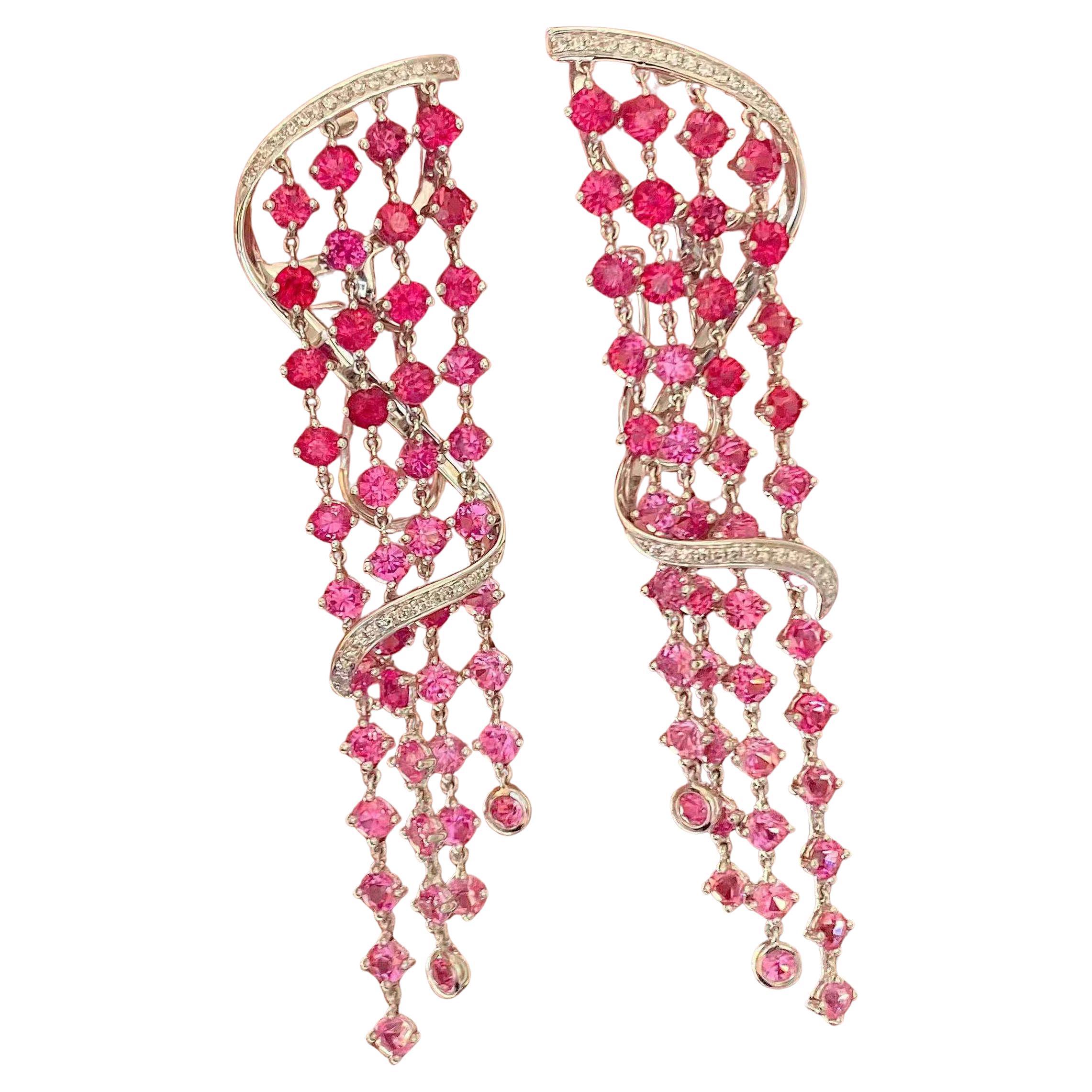 7ct Spinel
0.15ct White Diamond 4-Row Drop Earrings in 18k White Gold