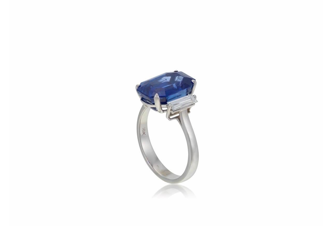 Octagon Cut 7ct Unheated Sapphire Ring