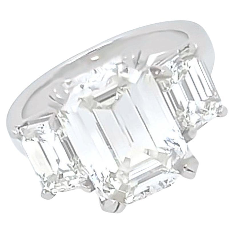 7cttw Emerald Cut Diamond Platinum Ring For Sale