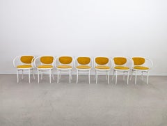 7er Set Thonet Stühle 210 P Bugholz 1960er gelb Designklassiker