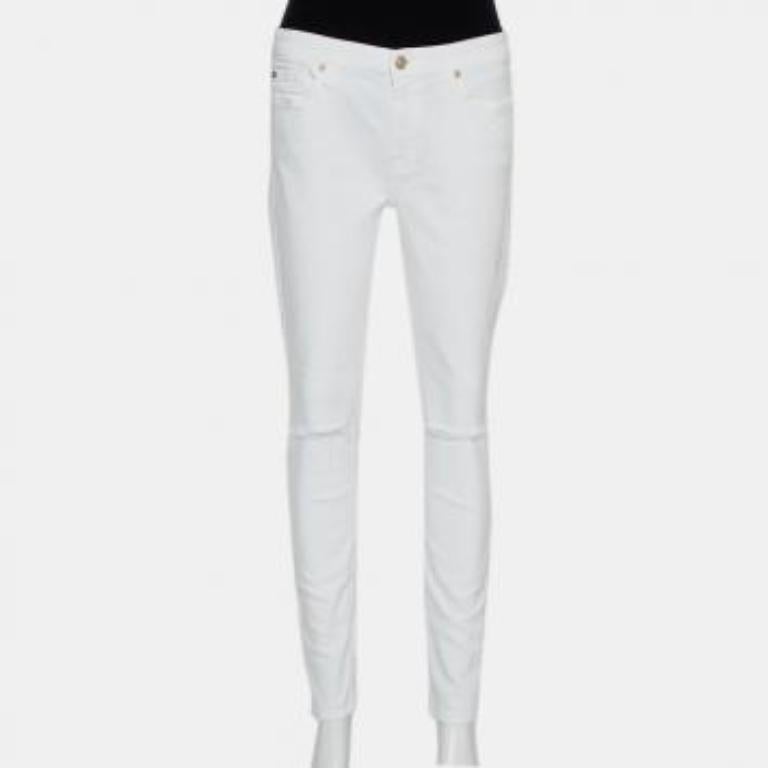 7forallmankind White Denim Skinny Ankle Length Jeans M For Sale 2