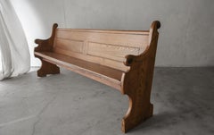 7ft Antique European Oak Church Pew Bench