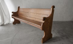7ft Antique European Oak Church Pew Bench