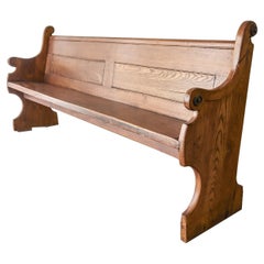 Panca da banco per chiesa antica in Oak's da 7 piedi