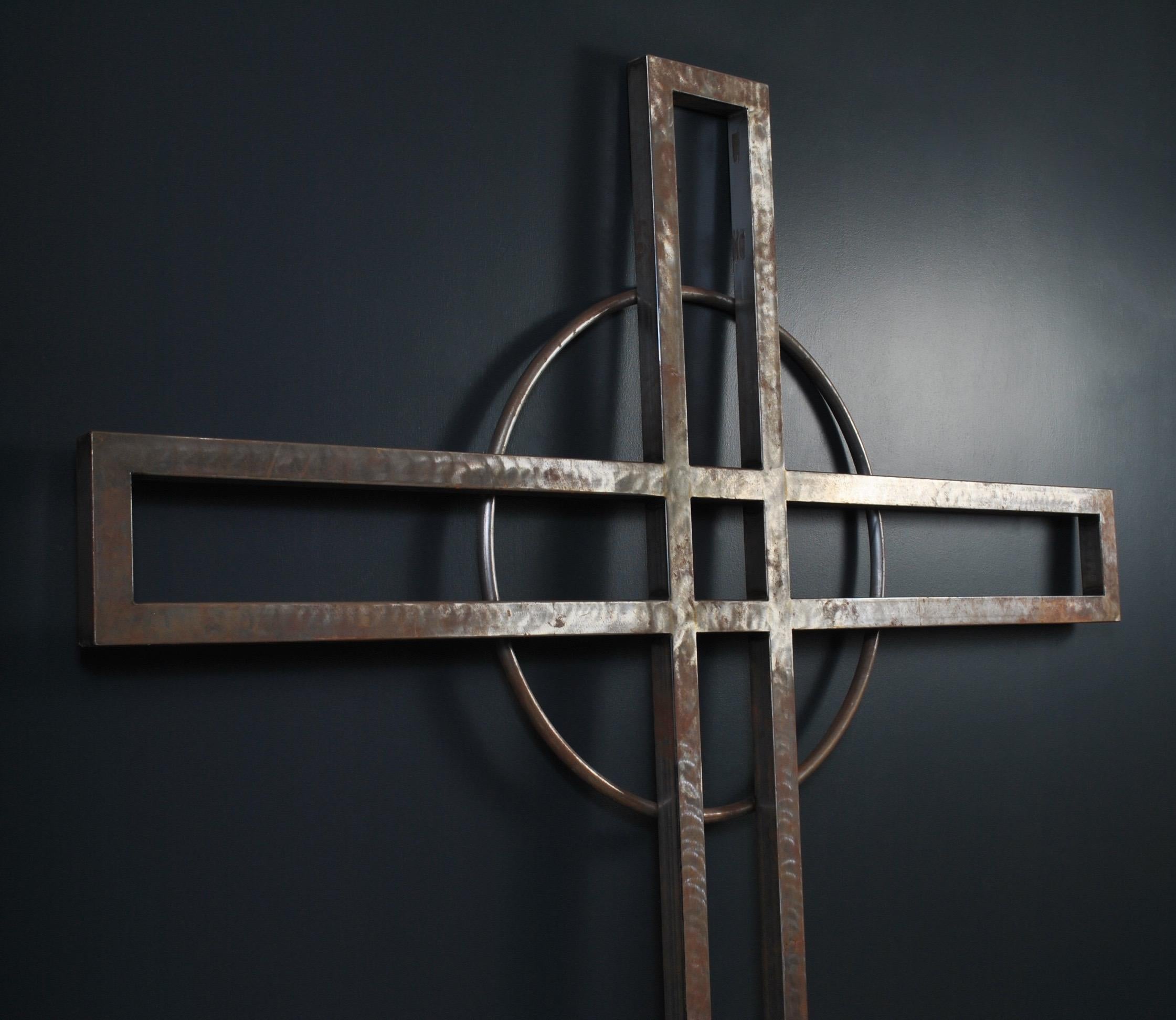 Hand-Crafted Huge Steel Crucifix For Sale