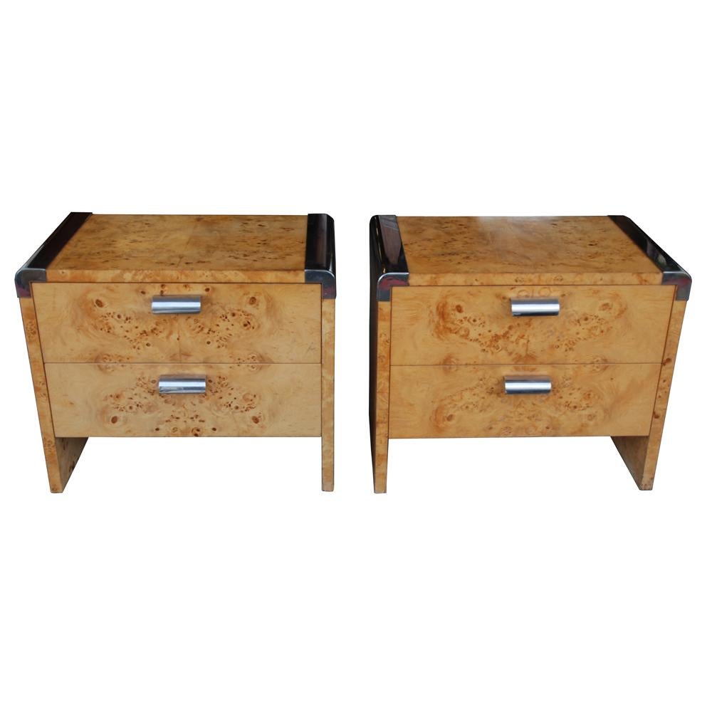 Leon Rosen für Pace Collection Anrichte aus genopptem Holz und Chrom im Angebot 7